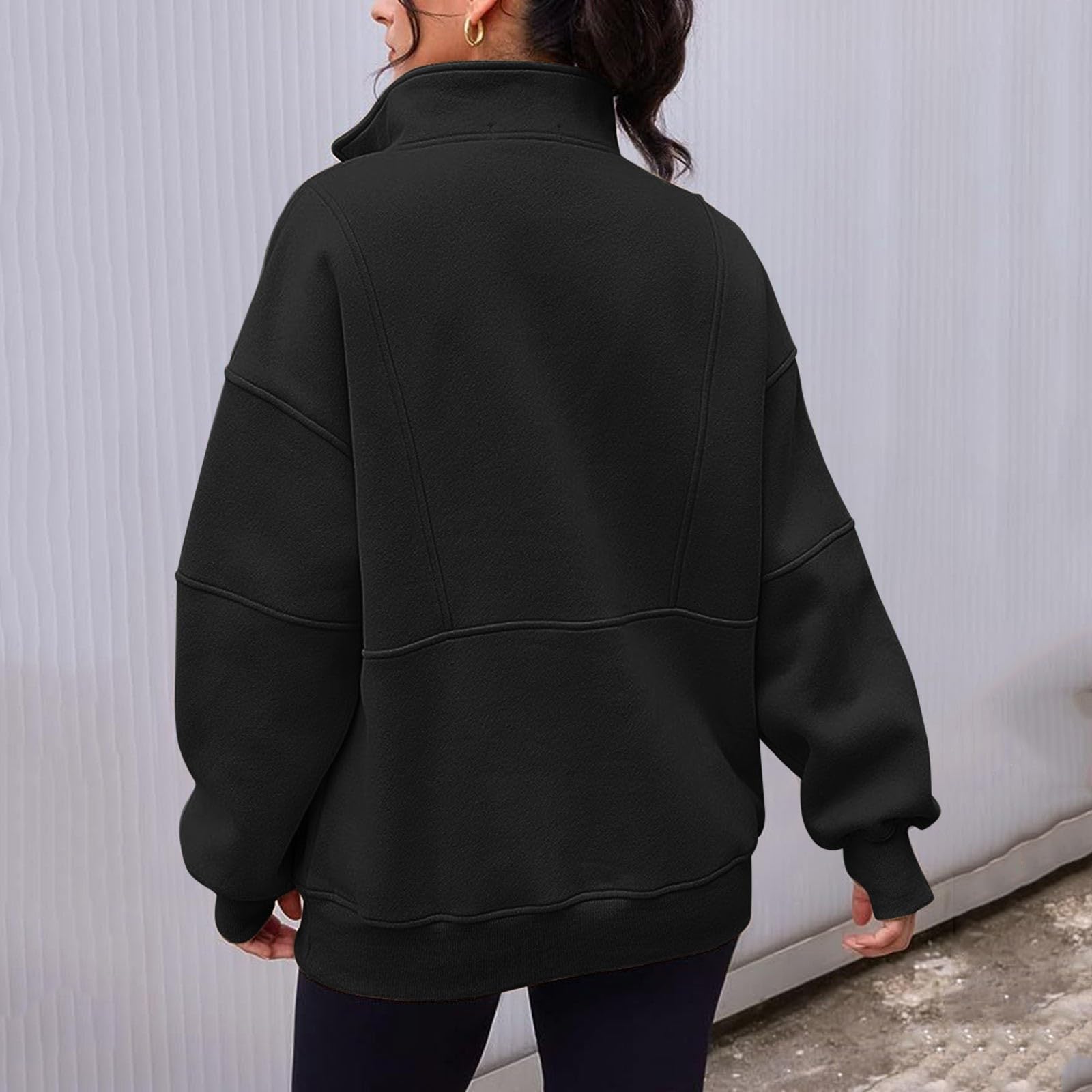 Sudaderas de gran tamaño con cuello alto para mujer, ajuste holgado, bloque de color occidental, forro polar, casual, con cremallera, suéteres divertidos, suaves, estéticos, para entrenamiento,