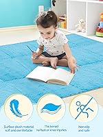 Vista 2 de 12 piezas de alfombrillas de espuma de felpa gruesa entrelazables para suelo, alfombrillas de espuma para suelo de bebé con bordes, baldosas