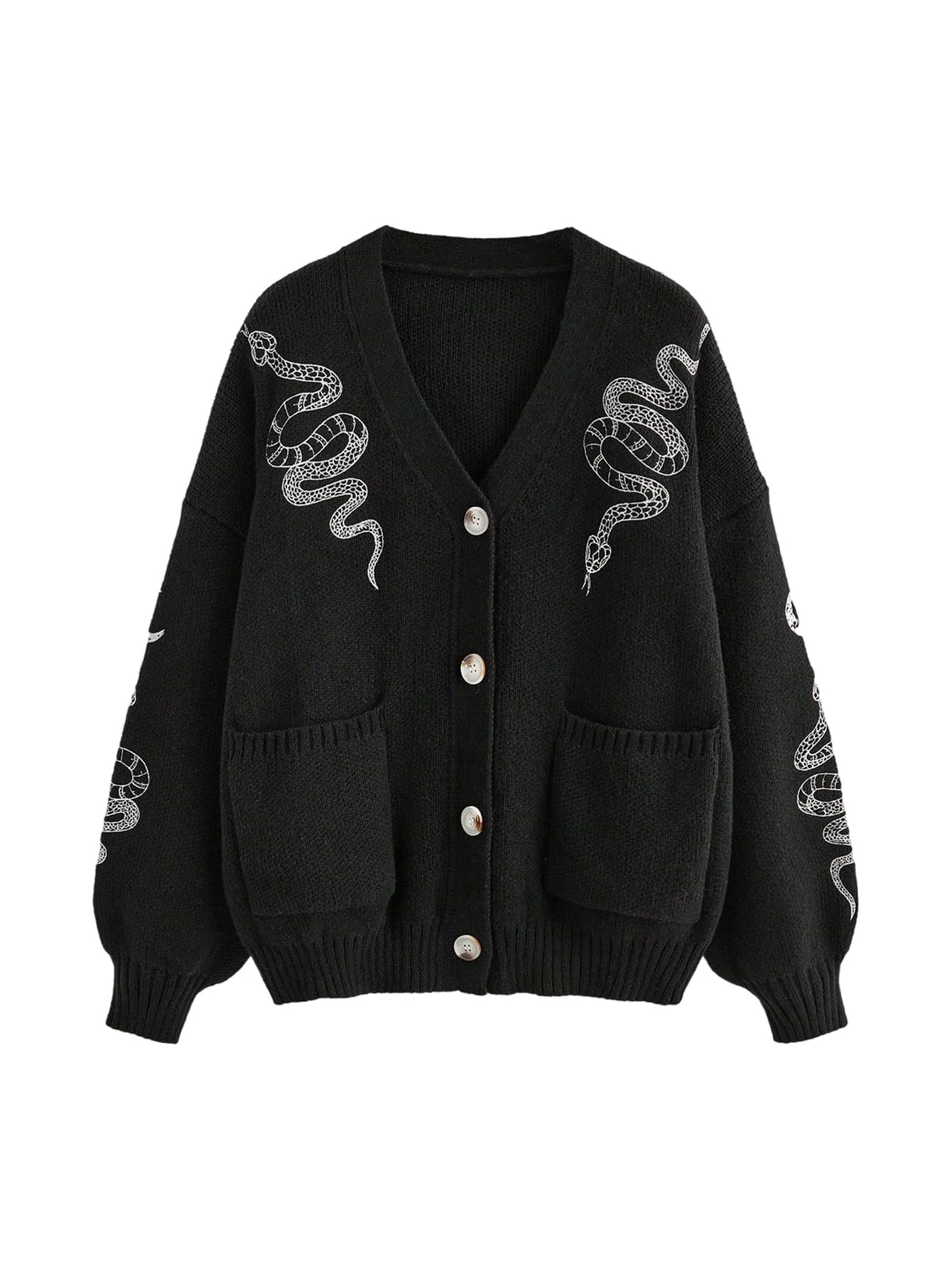 Womens Embroidery Sweater Gothic Boho Floral Long Sleeve V Neck Button Down Knitwear Spring Cardigan