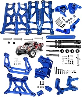 Upgrades Part for 1/10 Slash 2WD,Stainless Steel Drive Shaft Axles CVD,Alloy Front Rear Arm,Caster Block,Steering Blocks,Rear Stub Axle Carriers,Steering Block,Shock Tower,Bulkhead,Navy Blue