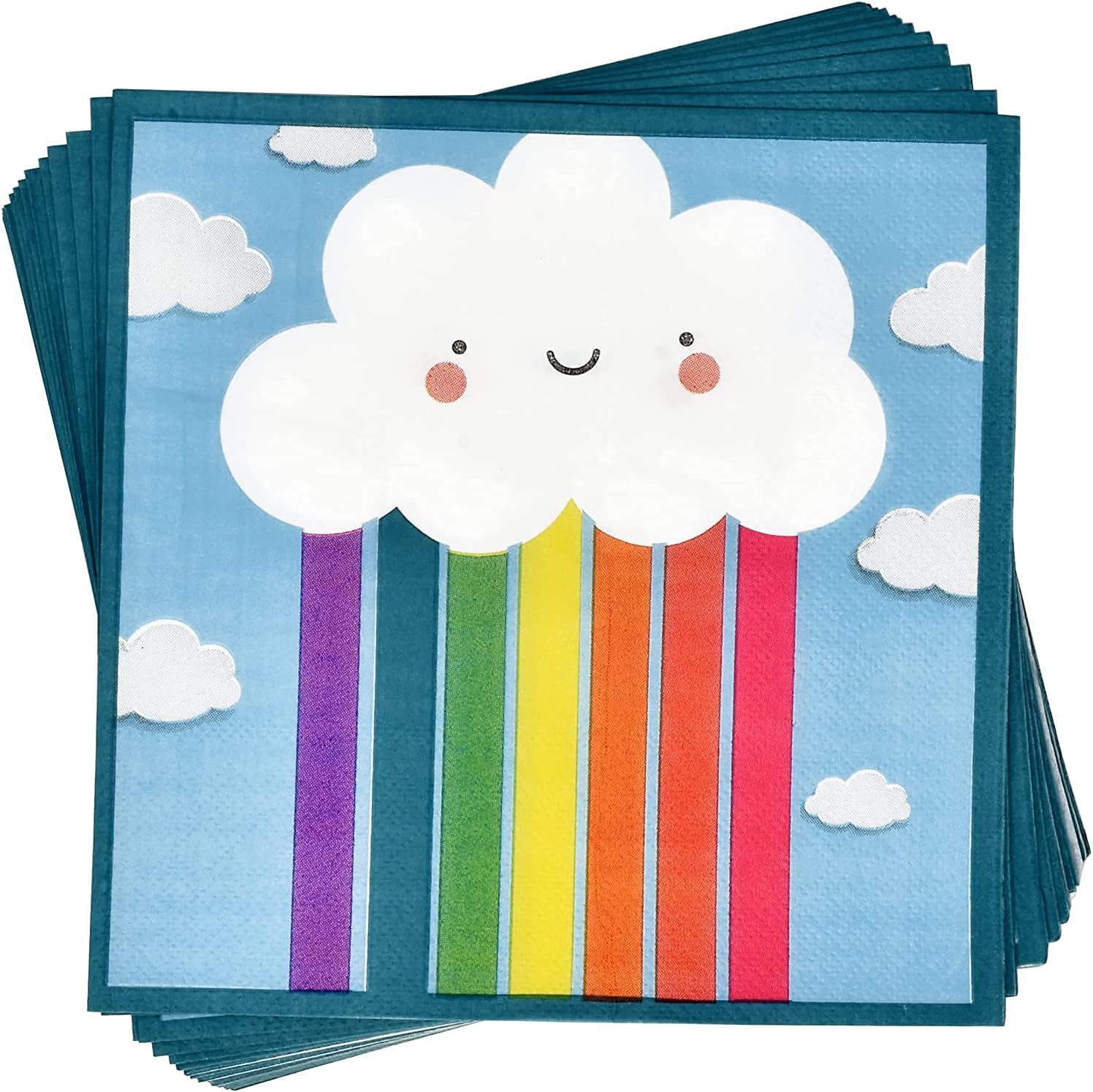 Gift Boutique 122 Pcs Rainbow Cloud Party Supplies Set Paper Plate Cup Napkin for Colorful Multi Colored Sky Clouds Birthday Disposable Dinnerware Serves 24 - Image 5