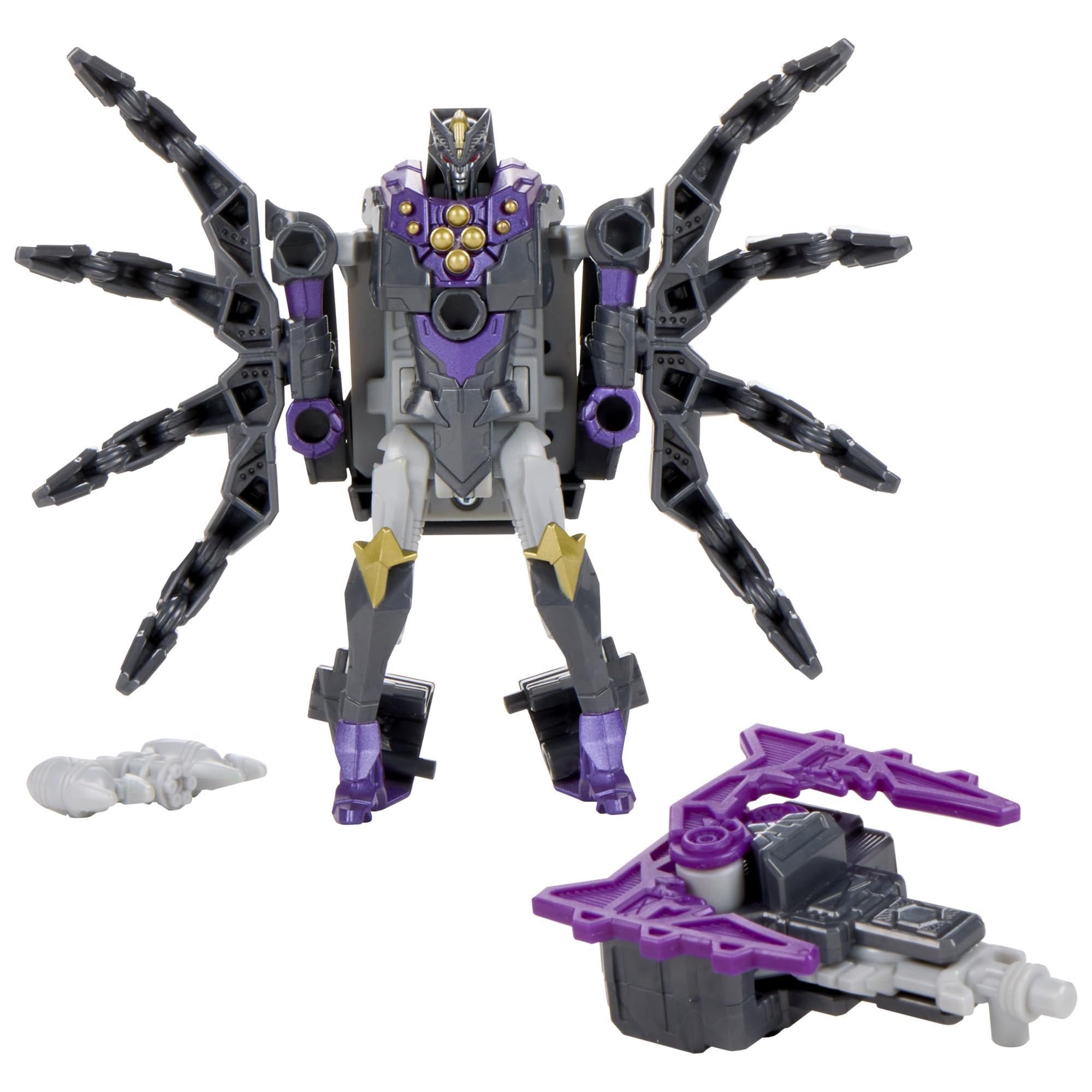 Transformers CYBERWORLD Airachnid Armored Cyber Changers 10-cm Action Figure, Quick Change to Spider Mode, Robot Toys for Boys and Girls Aged 6 and Up