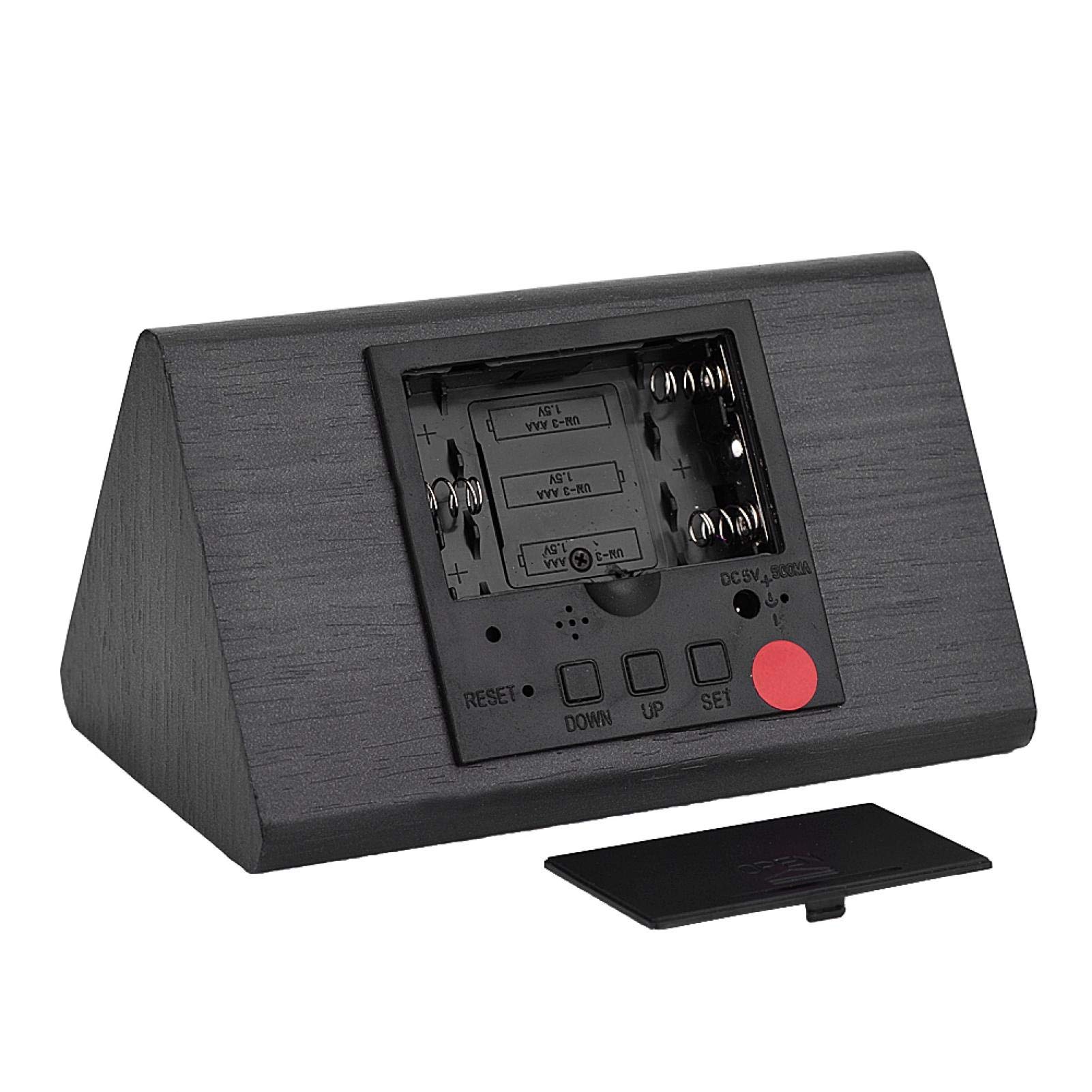 Sveglia digitale, con display elettronico a LED in legno, 3