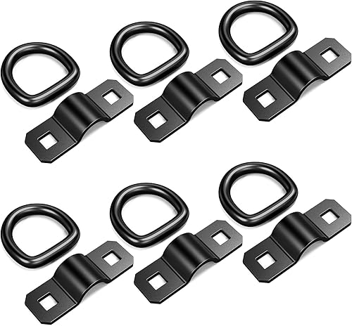 Miniatura 7 de ForoGore 6 anillos en D resistentes de 38 pulgadas para remolque, camión, carga, anillos en D, duraderos, negros, 6000 libras, resistencia a la
