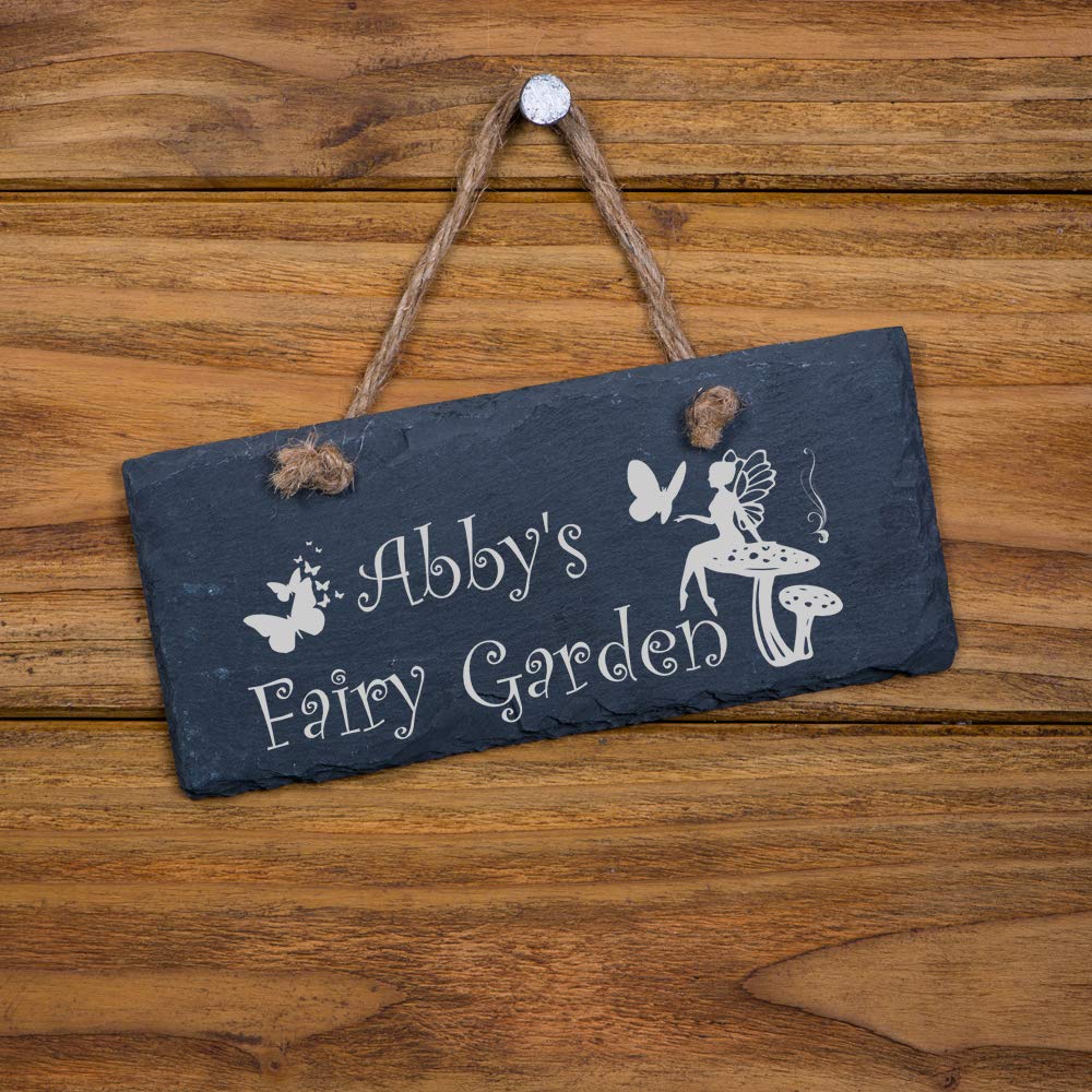 ukgiftstoreonline Personalised Slate Fairy Garden Shed Sign Plaque Gift