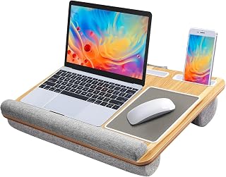 HUANUO Lap Desk for 17" Laptops - Built-in Mouse Pad, Wrist Rest, Tablet Phone Holder - Portable Cushioned Laptop Stand