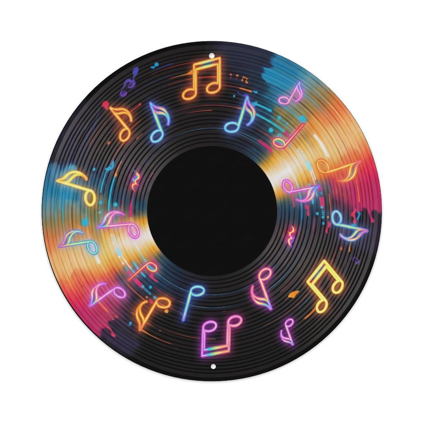 Colorful Music Vinyl Records Wavelength Rainbow Glow Metal Tin Sign