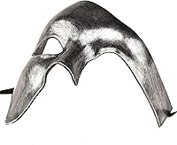 Vista 12 de KEFAN Máscara para hombre de mascarada, máscara de media cara del fantasma de la ópera Negro