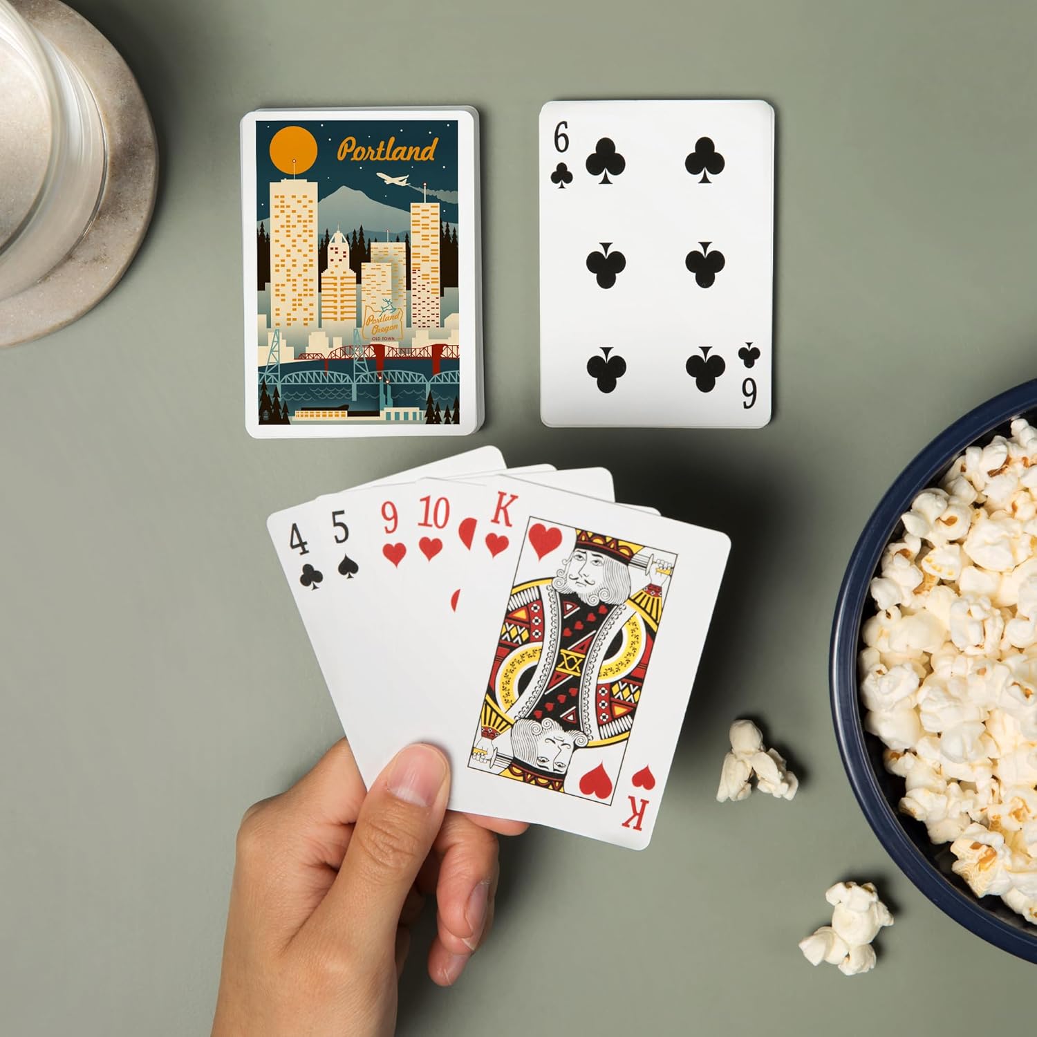 Lantern Press Portland, Oregon, Retro Skyline, 52 Playing Cards for Adults, Poker Size Card Deck