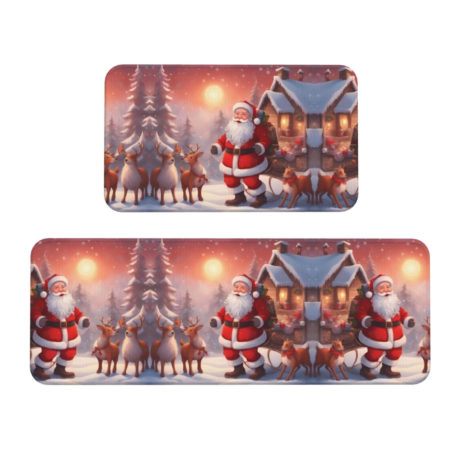 Alfombrillas de cocina para evitar resbalones juego de 2 Papá Noel invierno