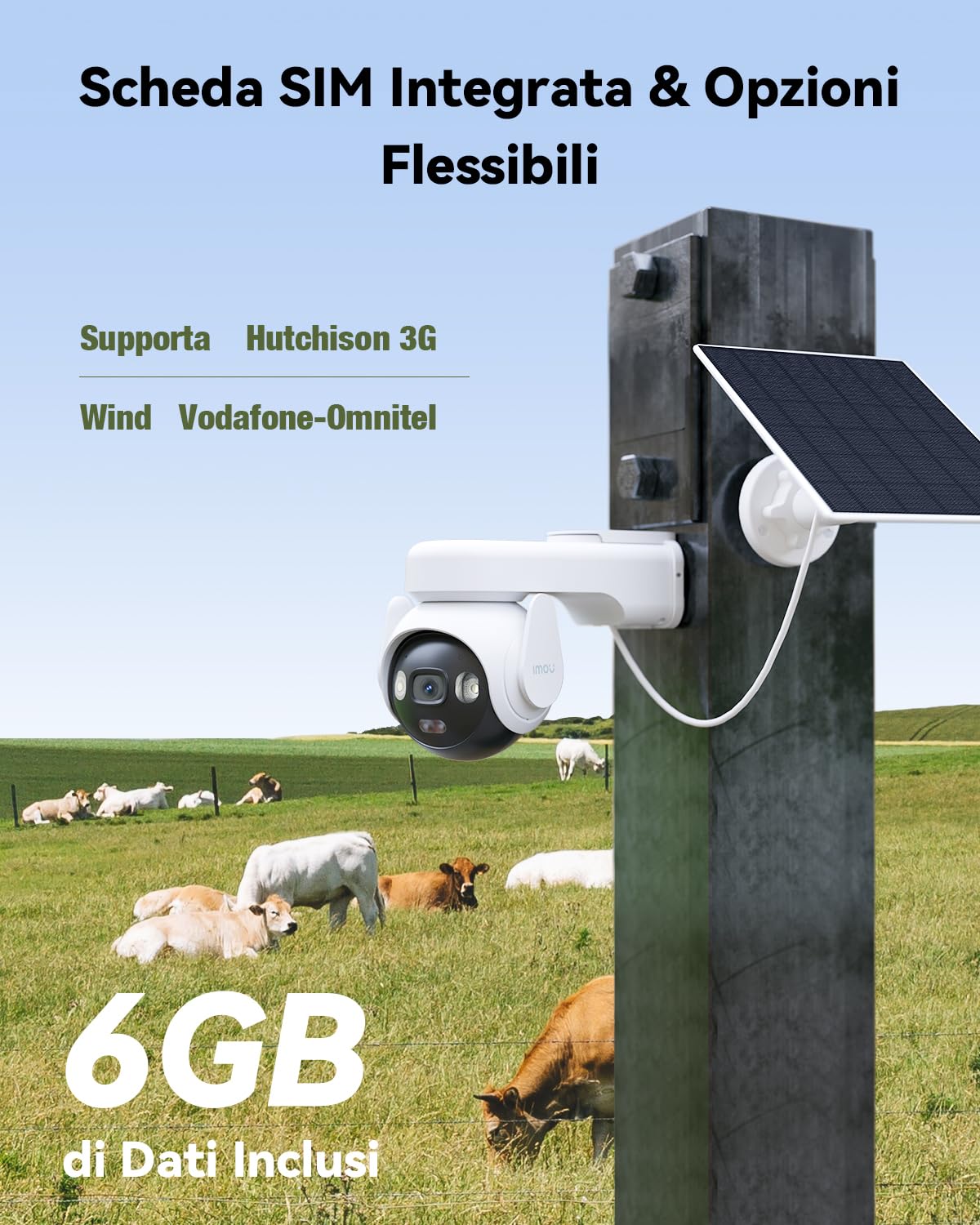 Imou 5MP 4G LTE Telecamera Esterno Senza Fili con Pannello Solare, Telecamera a batteria 4G con SIM Card, AOV Registrazione 24/7, 360°, Rilevamento Umano/Veicoli, IP66, Modalità Privata, Micro SD 32GB