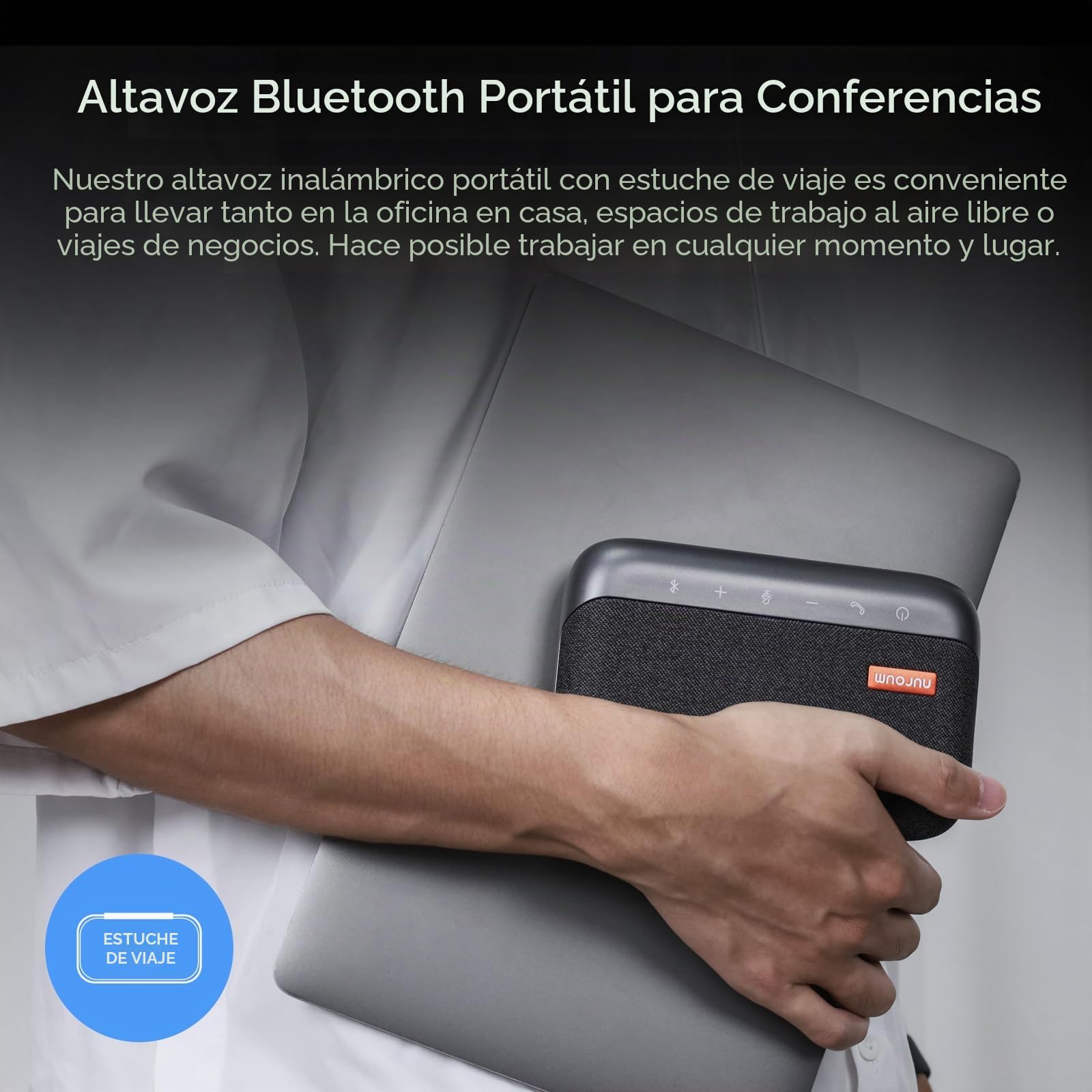 Nuroum A05B Altavoz Bluetooth Conferencias con Microfono USB, Captación de Voz 360°Cancelación de Ruido, Plug&Play, Altavoz Portátil para PC/Oficina en Casa/Portátil/Reunión, Compatible con Zoom/Teams