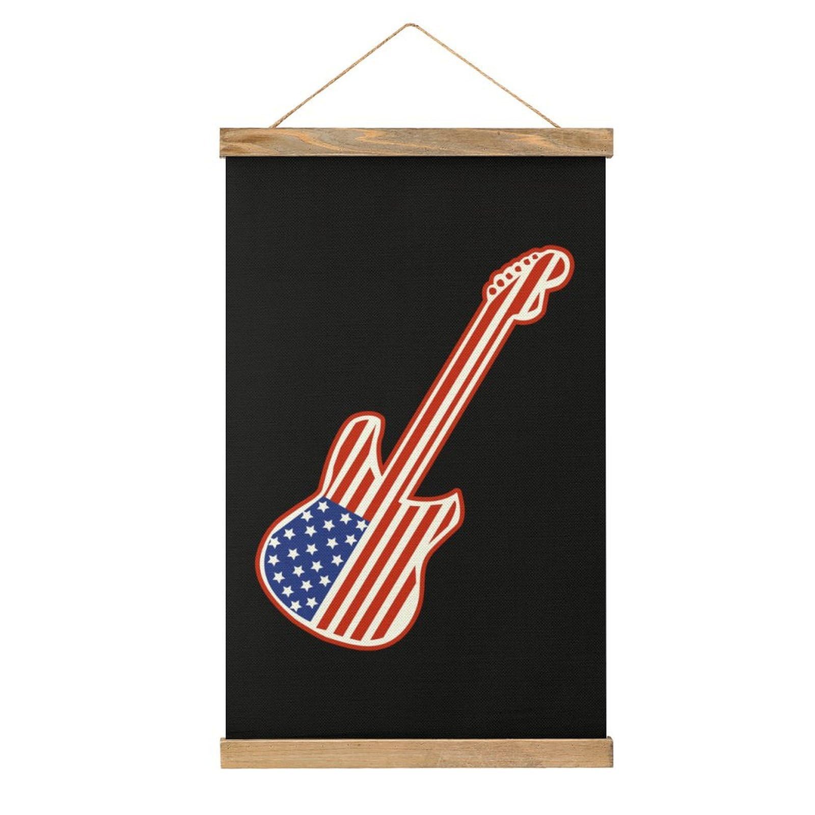 CGSBNGHA Americans-Rocks And Roll Guitars Wall Art Prints Linen Hanging Painting Scroll Paintings Pictures Decor for Home