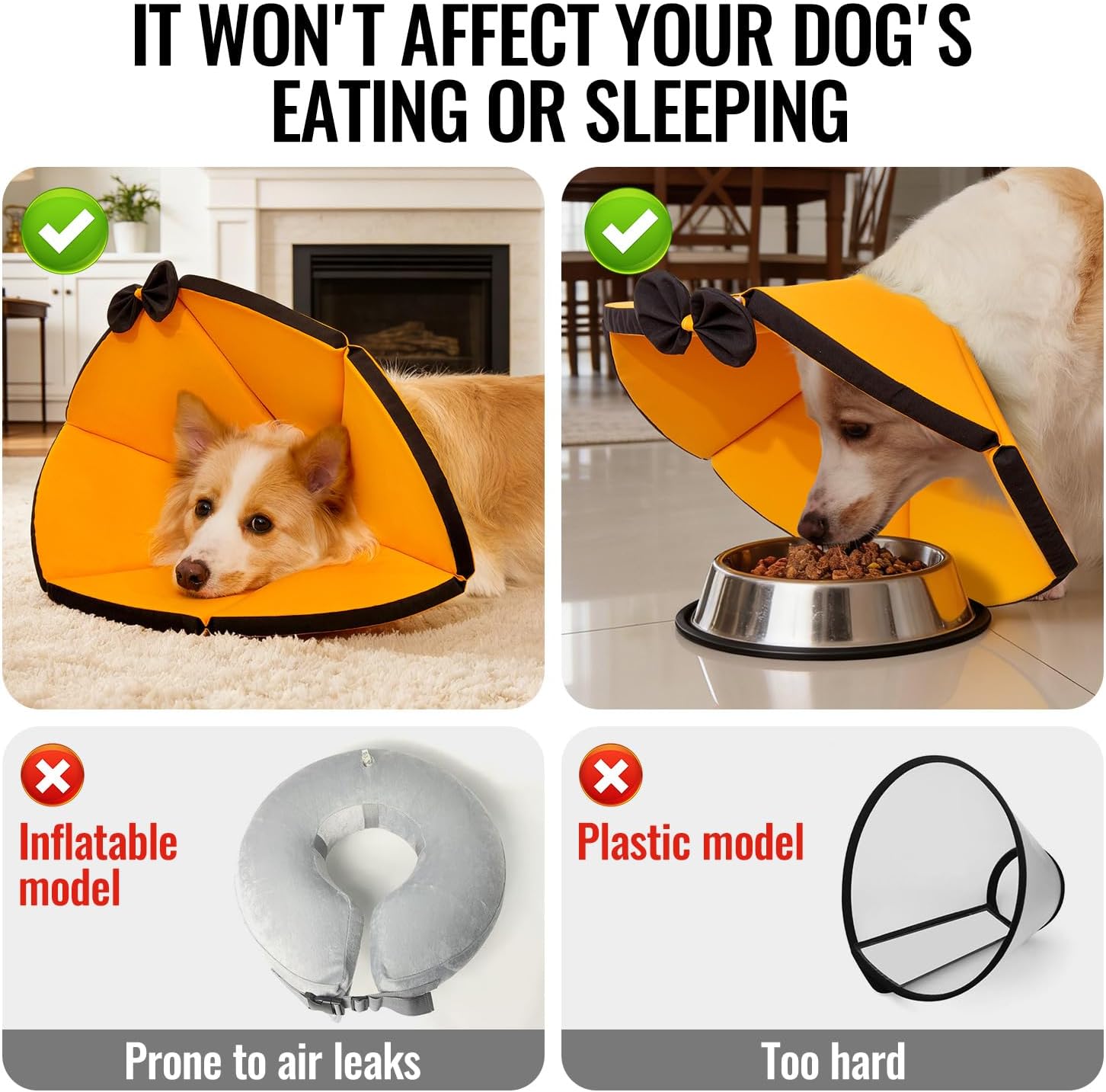 Soft Dog Cone Collar,Foam Cone for Dogs to Stop Licking After Surgery,Non Inflatable Dog Donut Cone (Orange, XL)