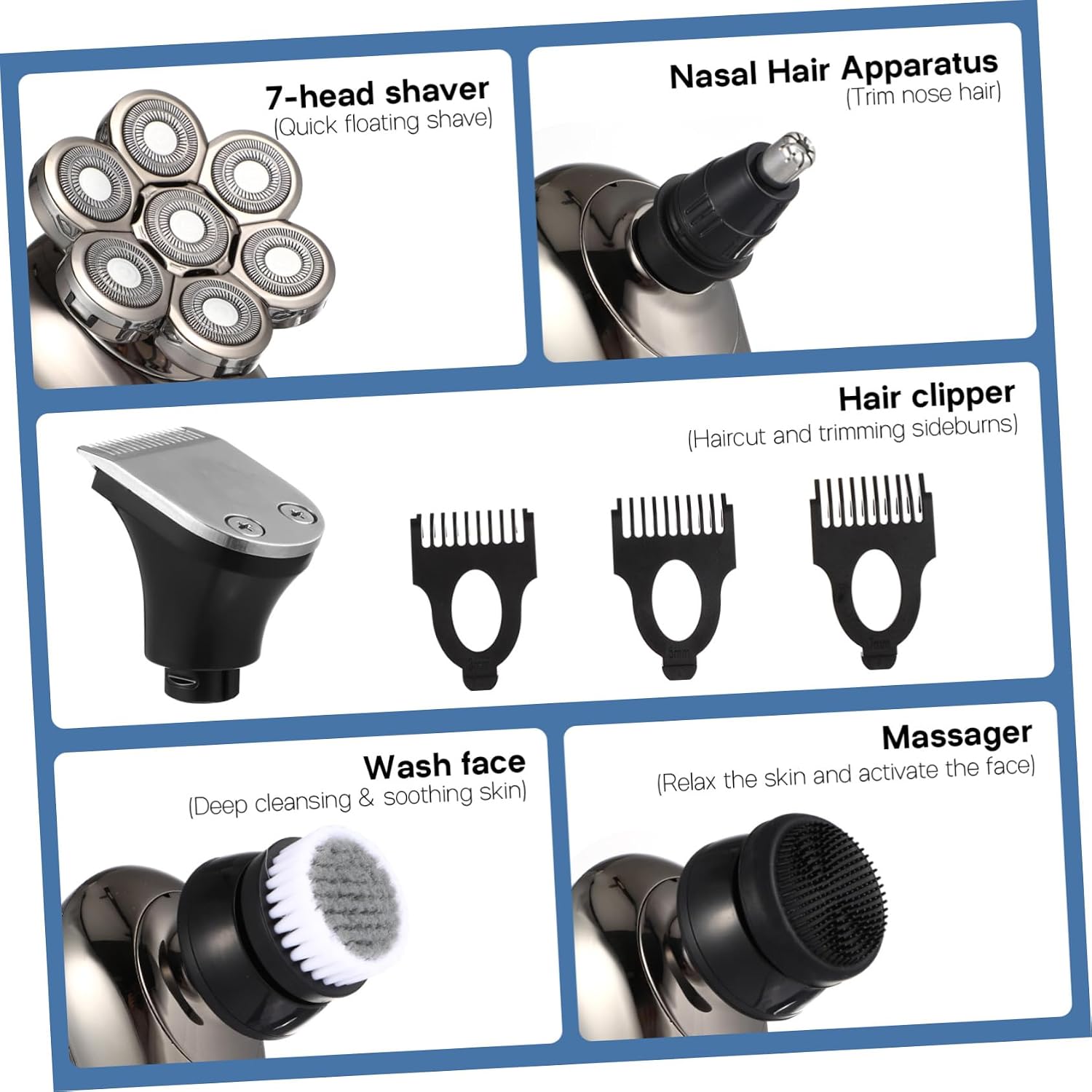 Men Electric Shaver Beard Trimmer Hair Clipper Nose Hair Trimmer Removal Portable Razor for Travel