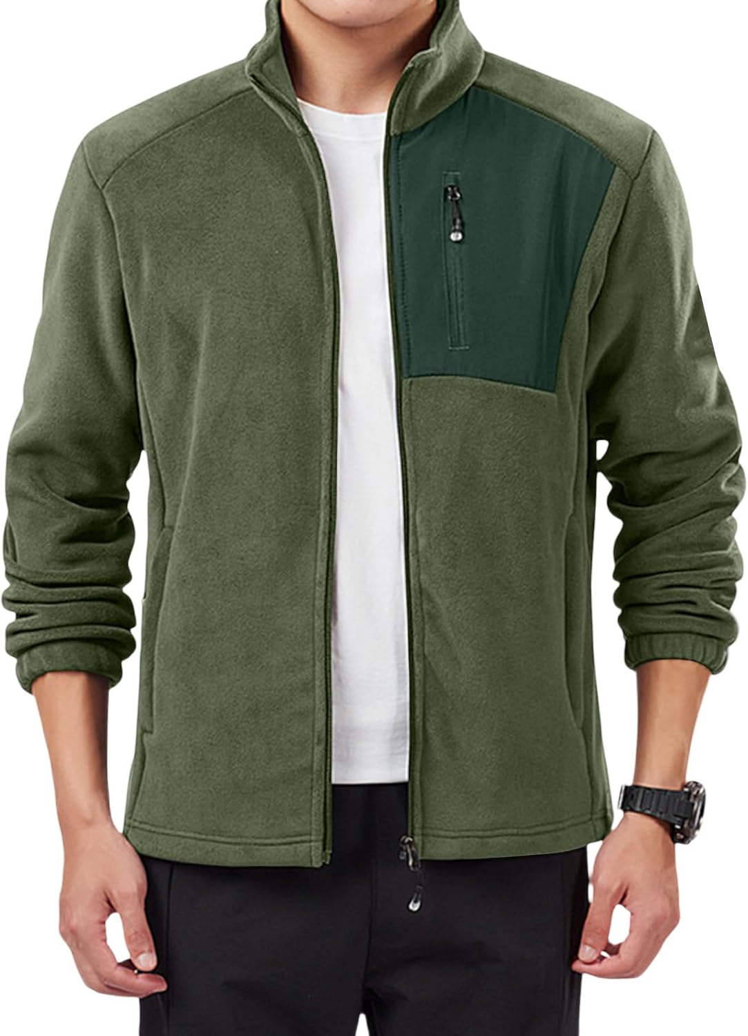 Mens Full Zip Up Casual Stylish Coats 2025 Winter Outdoor Long Sleeve Cardigan Windproof Coat With Pockets