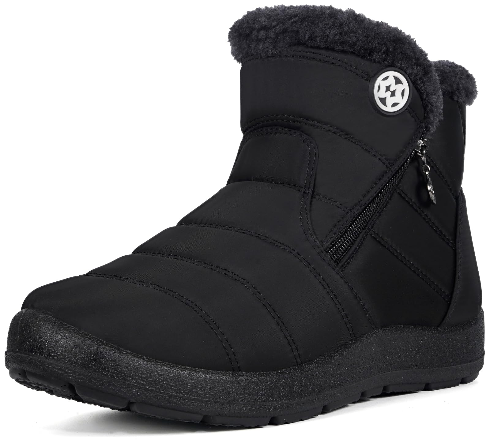 Sponsored Ad - Snow Boots Womens Winter Ankle Boots Ladies Warm Fur Lined Booties Thickening Shoes Zip Flat Sneakers Outdoor Booties