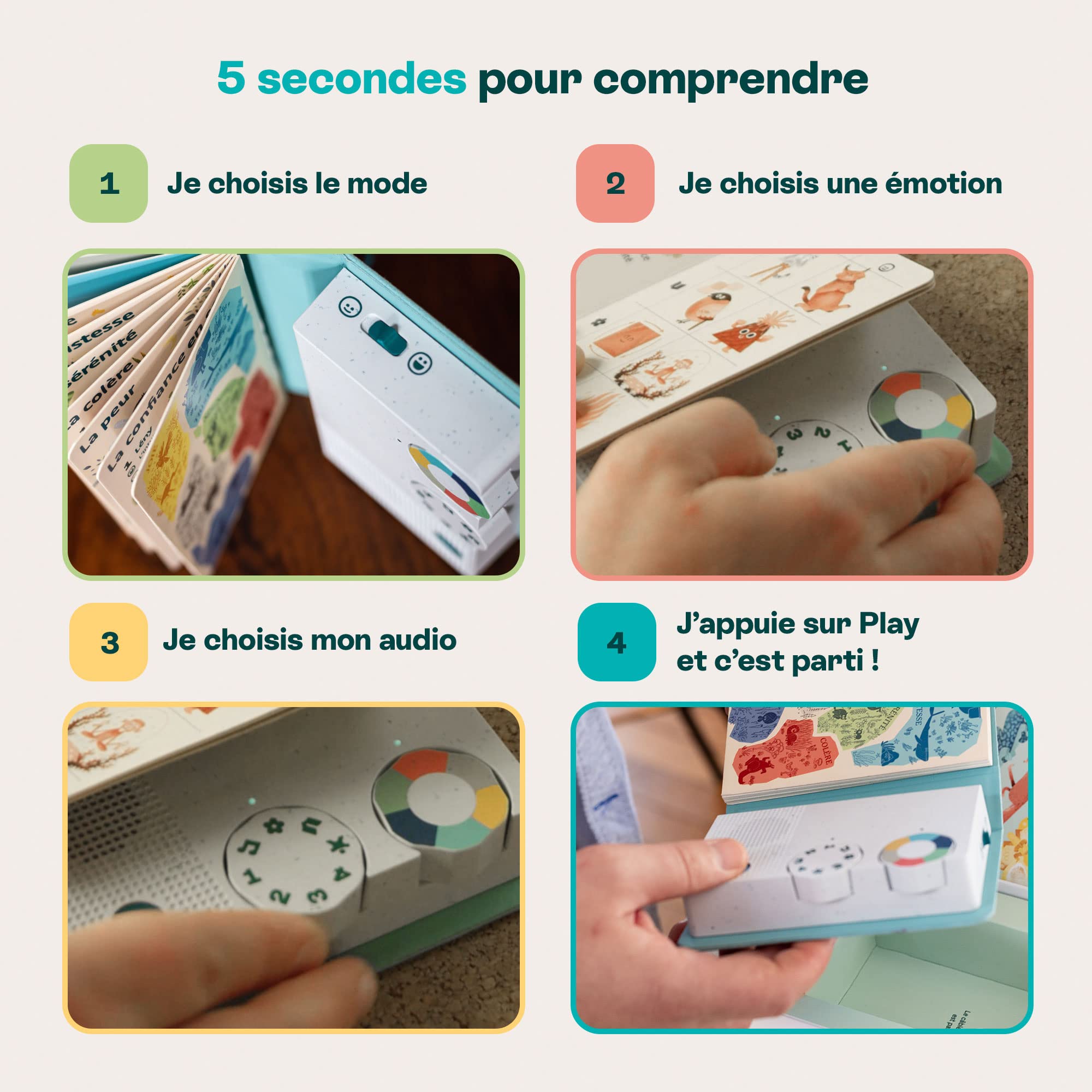 HoomKid Conteuse Histoires Enfants Gestion Emotions 96 Audios Méditations Musiques Douces Bruit Blanc Relaxation Sommeil 3-10 ans Sans Écran Sans Ondes Français