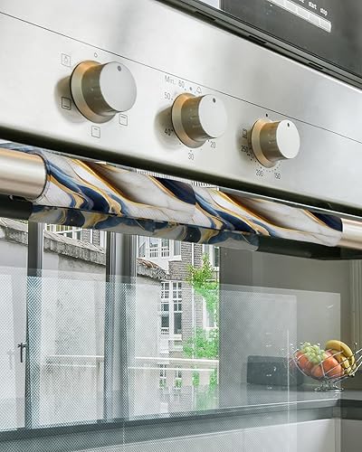 Miniatura 5 de Juego de 2 fundas para manijas de puerta de refrigerador azul marino dorado para lavavajillas, microondas, horno, nevera, estufa, electrodomésticos,