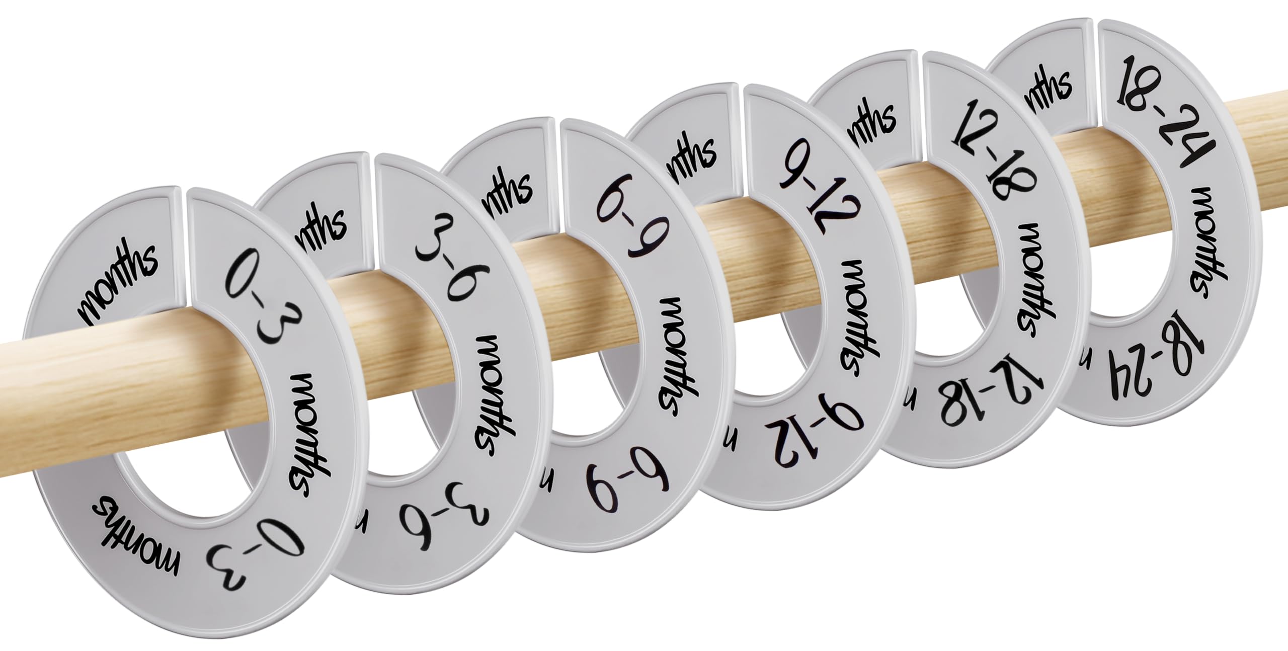 Pro Goleem Baby Closet Dividers Gray Baby Closet Organizer for Nursery Baby Clothes Size Age Dividers Fits 1.5" Rod 6 PCS