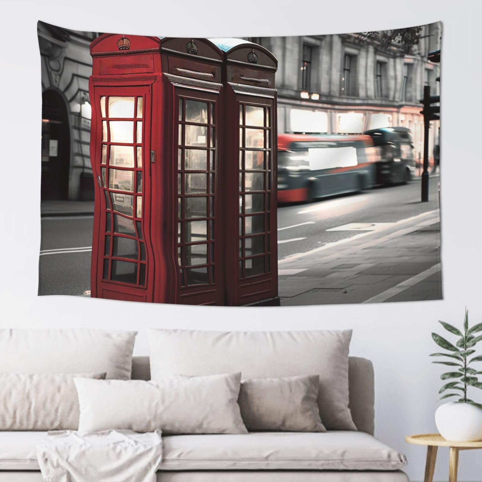 LKWSCGHM Telephone Booth Tapestry for Bedroom Aesthetic Wall Art Tapestries Wall Hanging for College Dorm Decor Background Party Banner Funny Poster Wall Decoration 60x40 Inch
