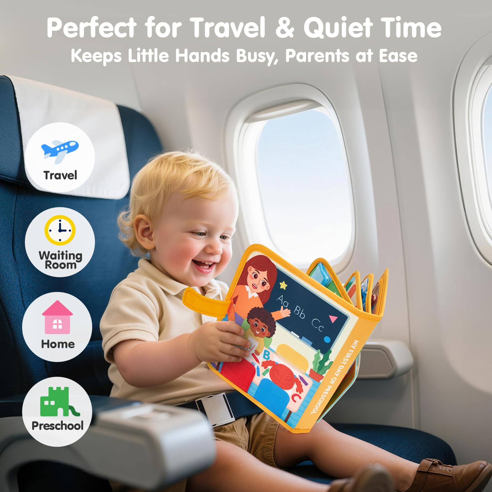 hahaland Preschool Busy Books for Toddlers 2-4 - Montessori Toddler Busy Board for 2 3 Year Old, 20 in 1 Quiet Book Educational Toddler Toys for 1 2 3 Year Old Boy Girls Gifts — view 7