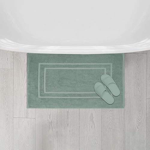 Miniatura 8 de Feather & Stitch - 2 tapetes de baño tipo toalla (30 x 21 pulgadas), tapetes de baño de rizo 100% algodón, tapetes para el suelo de la ducha (no son