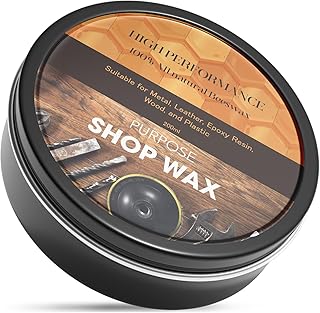 Beeswax Paste Wood Finish & Polish, Shop Wax, All-Natural Metal Finish Paste for Woodworkers, Carnauba Beeswax Wood Polish for Epoxy, Plastic, Metal, Leather, Furniture & Workshop Tools - 7 oz