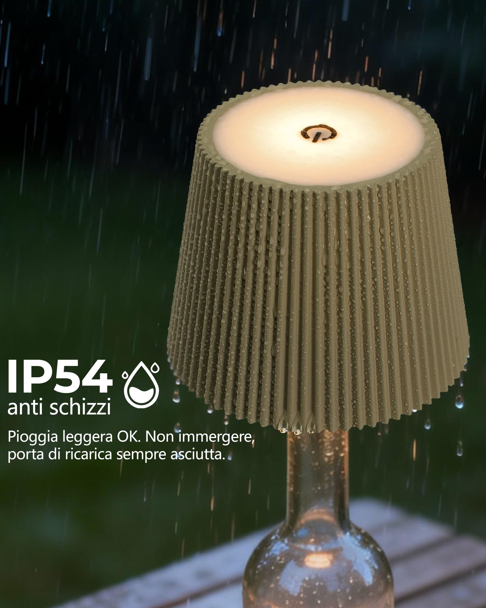 Beaeet Lampada per Bottiglia LED Oro Senza Fili, Touch Dimmerabile 3 Colori, Ricaricabile USB-C, Decorativa per Casa Terrazzo Campeggio Feste Regalo