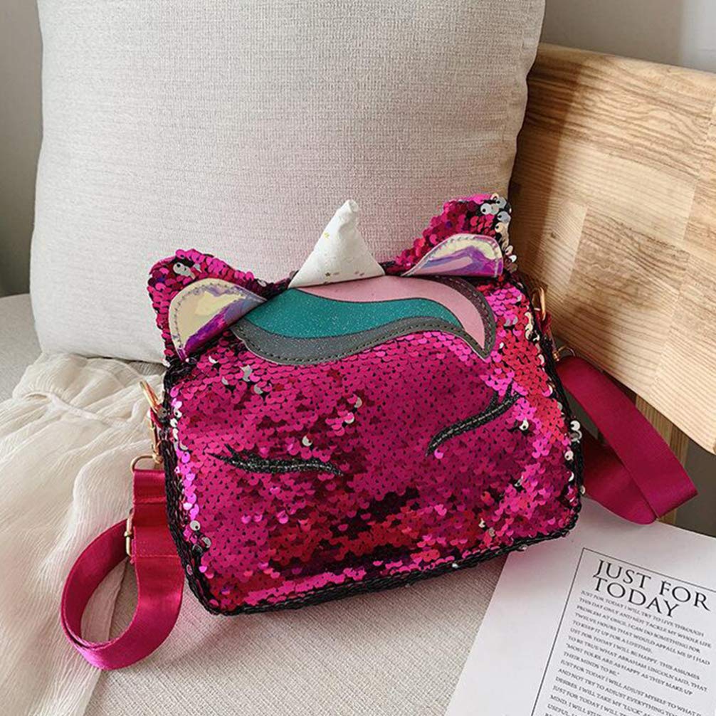 VALICLUD Frauen Mädchen Einhorn Pailletten Tasche Glitzer Crossbody Geldbörse Umhängetasche für Kinder Kleine Mädchen