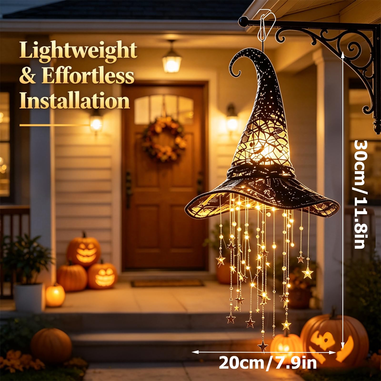 Campanellino Cappello Strega Illuminato, Eolico Gotico Halloween (2Pcs)