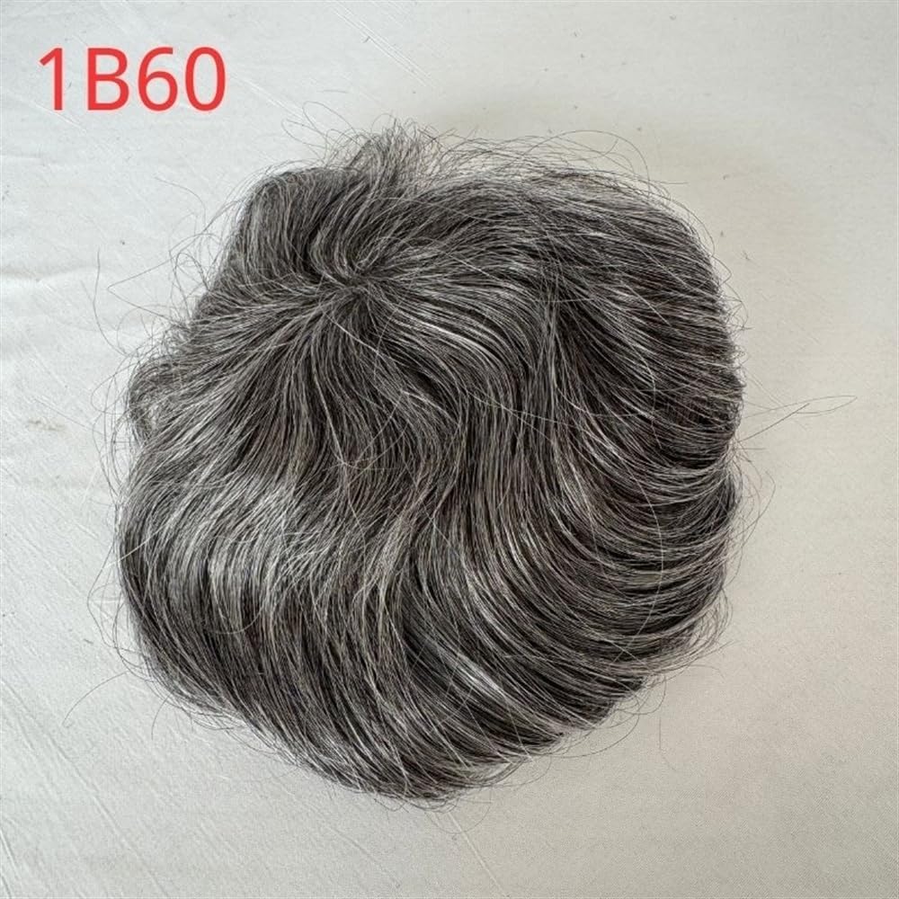 Tupet z prawdziwych włosów dla mężczyzn, cienka skóra PU, łysione europejskie włosy, tupet dla mężczyzn, 8 x 8 cm, taśma zastępcza, treska, długość 15 cm, męski tuupet