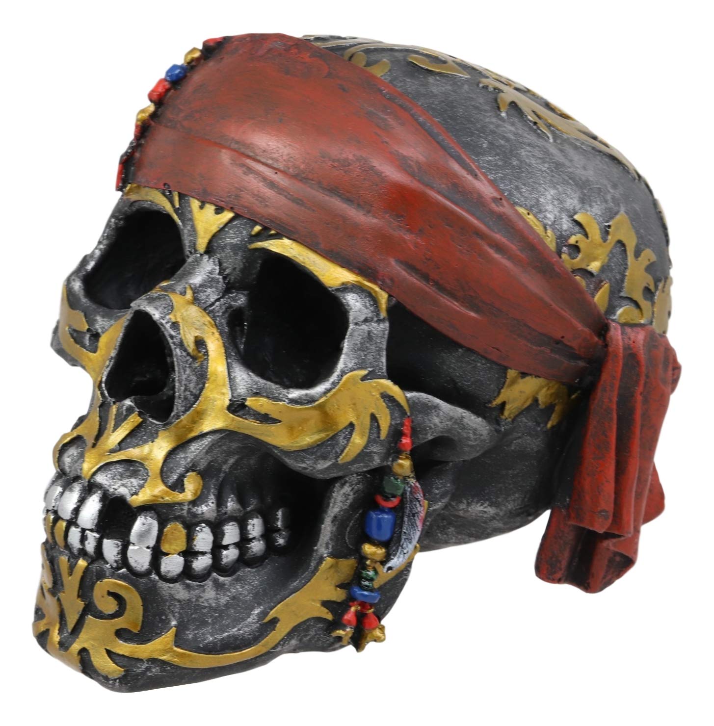 Amazon.com: Ebros Tribal Gold Tattoo Pirate Skull with Red Bandana