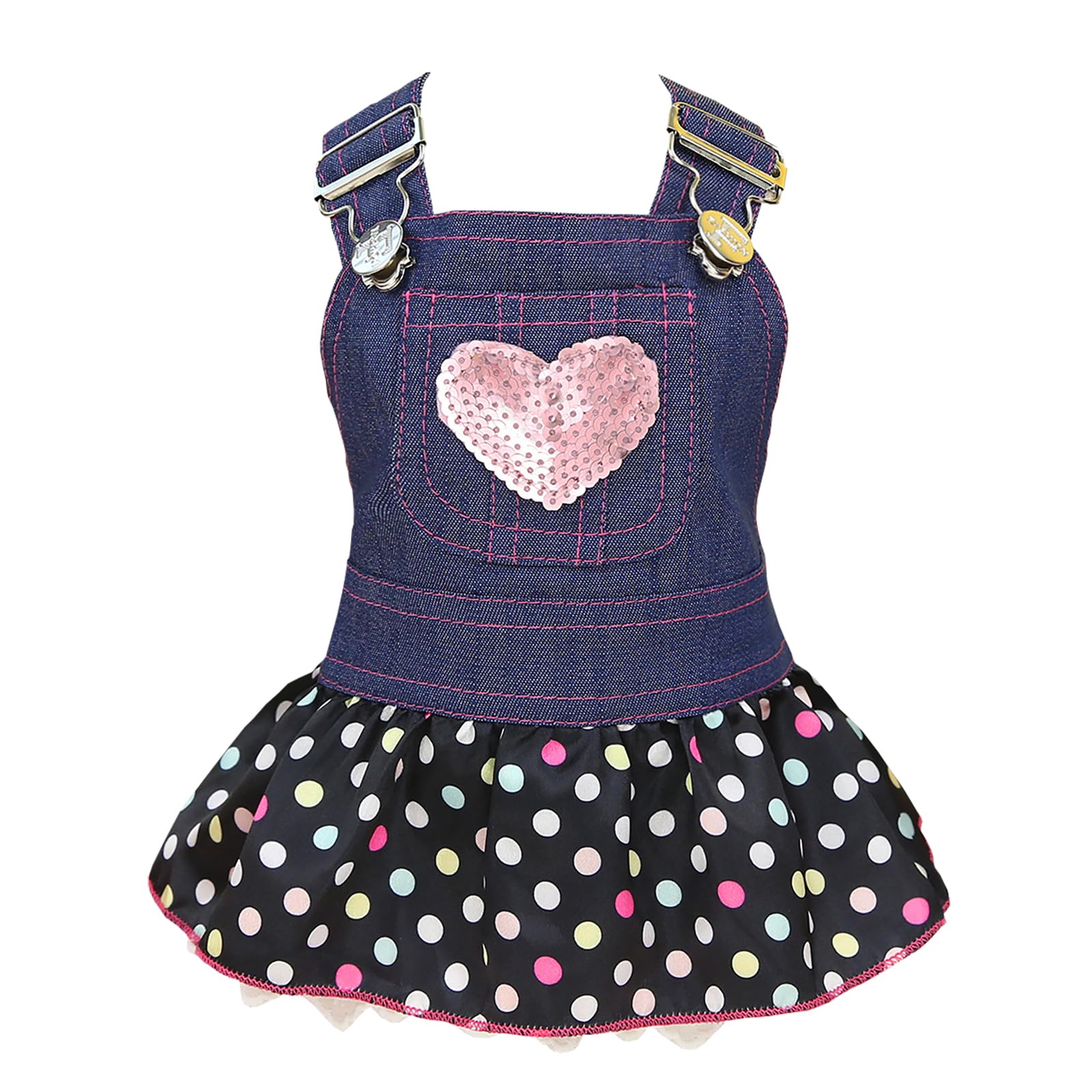 Dog Dress Puppy Luxury Skirt Clothes Sequin Love Heart Princess Dresses Tutu Skirt Denim Skirt for Small Dog Girl