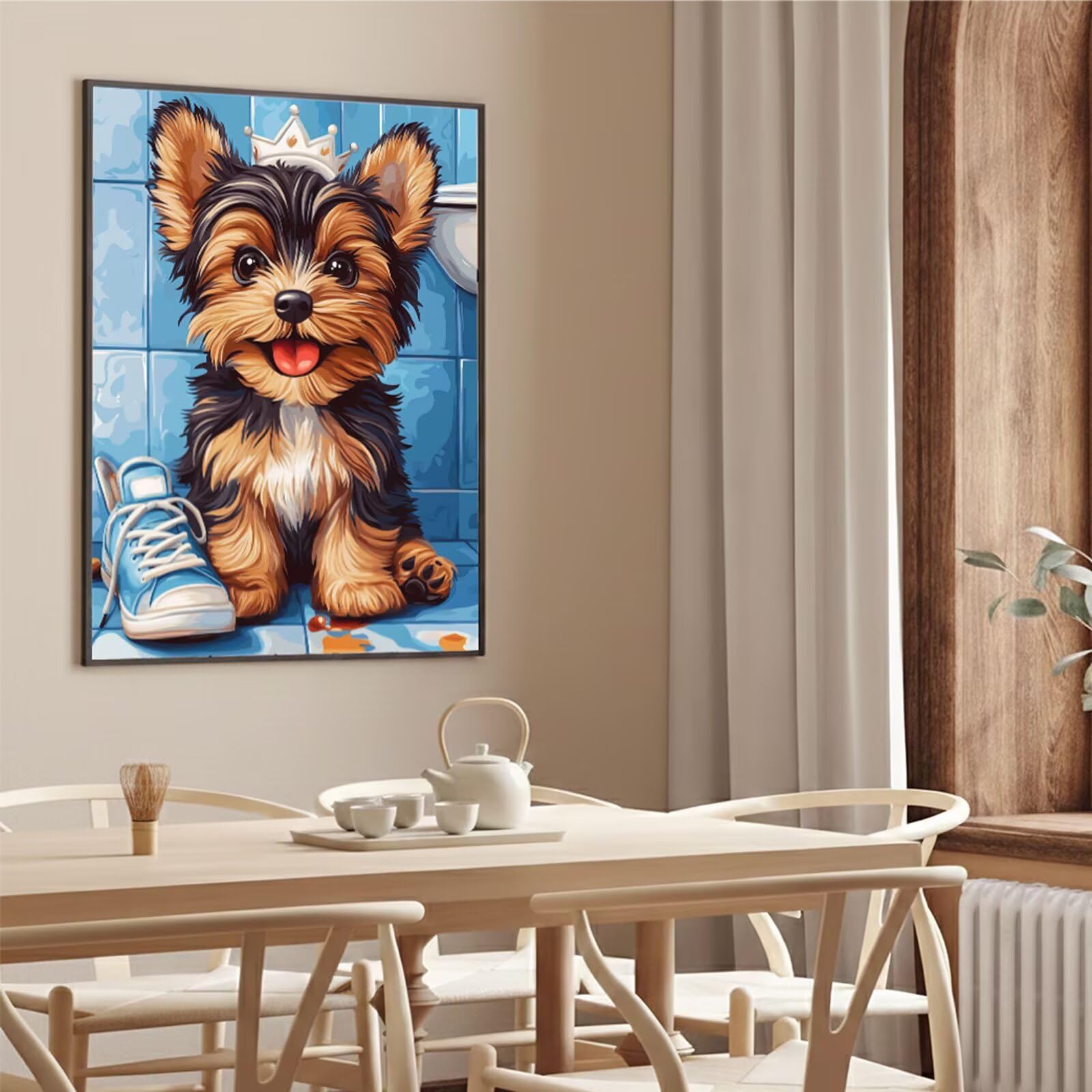 Hund Malen Nach Zahlen Erwachsene, Malen Nach Zahlen Set mit Pinseln und Acrylfarbe, Einfaches DIY Ölgemälde Paint by Numbers Adult Anfänger für Wanddekoration Geschenk, Anime 60x90 cm Y3-1004