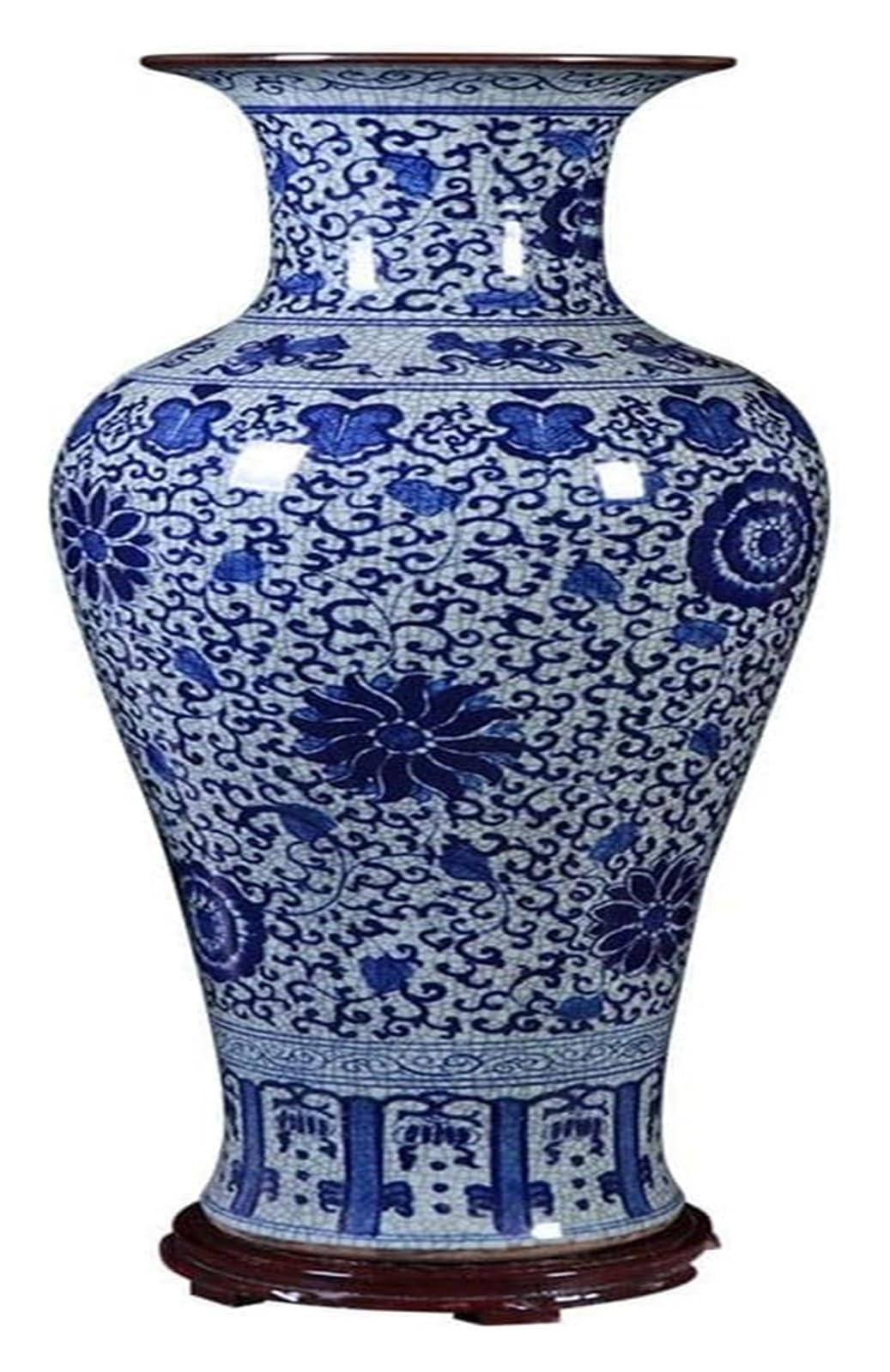 asdchZen Vase Vase For Decor Ceramic Floor Vase Antique Blue And White Porcelain Vase Decoration 24.8 Inches High Flower Vases