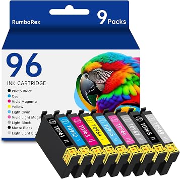 96 Ink Cartridges R2880 Ink Cartridges 9-Color Set Remanufactured T0961 T0962 T0963 T0964 T0965 T0966 T0967 T0968 T0969 Ink Replacement for T096 Ink Cartridge for Stylus Photo R2880 Printer Ink