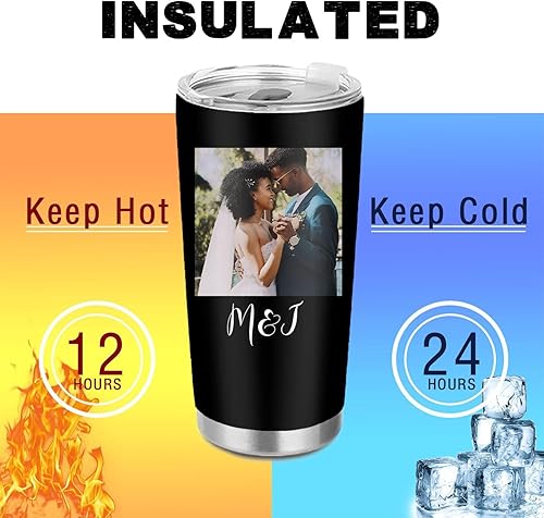 Miniatura 4 de Vaso de fotos personalizado para papá mamá familia taza de viaje de acero inoxidable con impresión de doble cara aislada imagen personalizada y