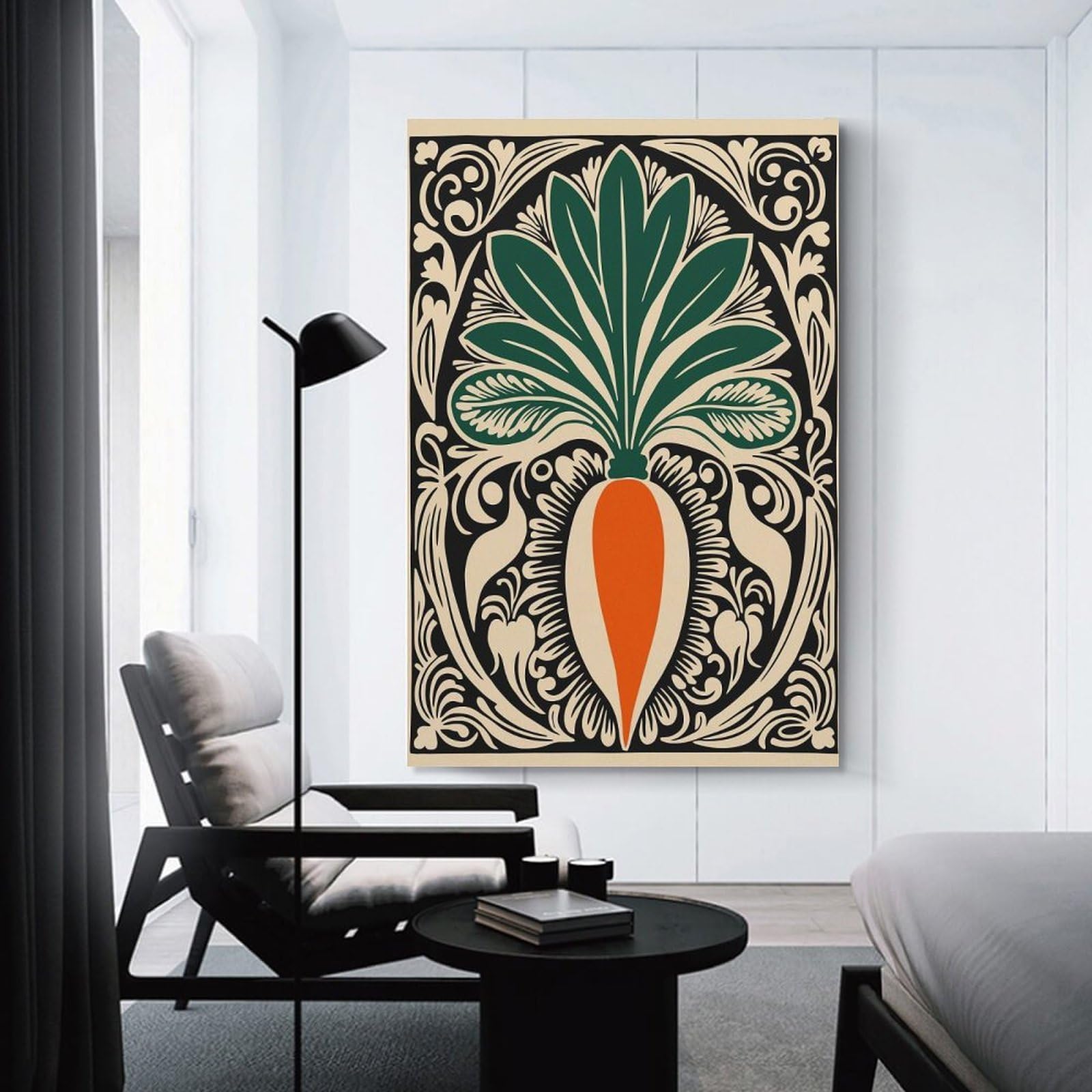 Junmoney Ornate Carrot Illustration Wall Picture Print 08x12inch(20x30cm), for Picture Wall Styling in Lounge Or Bedroom, Ideal for Building A Coordinated Art Wall