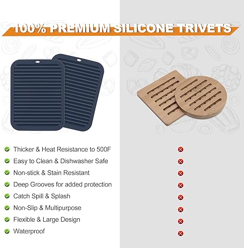 Miniatura 5 de Joyhalo Paquete de 4 salvamanteles de silicona para ollas y sartenes calientes, salvamanteles resistentes al calor de 480 para platos calientes,