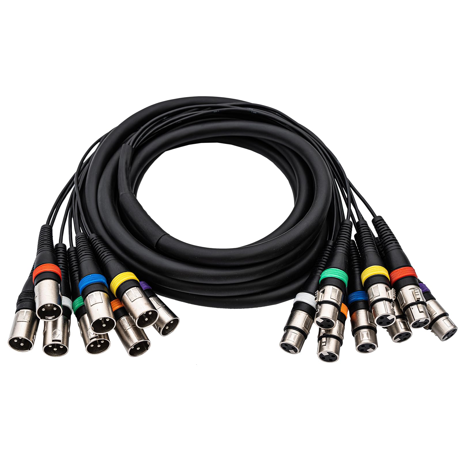 8 Channel XLR Snake Cables 10FT, 8 Colored XLR Male to Female Microphone Patch Cable, Pro Audio Recording Snake Cable for Recording,Live, Stage, Studios