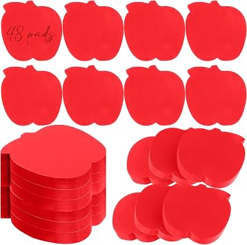 Kolldenn 4800 Sheets Back to School Sticky Notes Apple Shaped Cute Teacher Self Sticky Pads 2.9 x 2.8 Tab Memo 48 Pack Easy to Post for Teacher Student Office SuppliesRed
