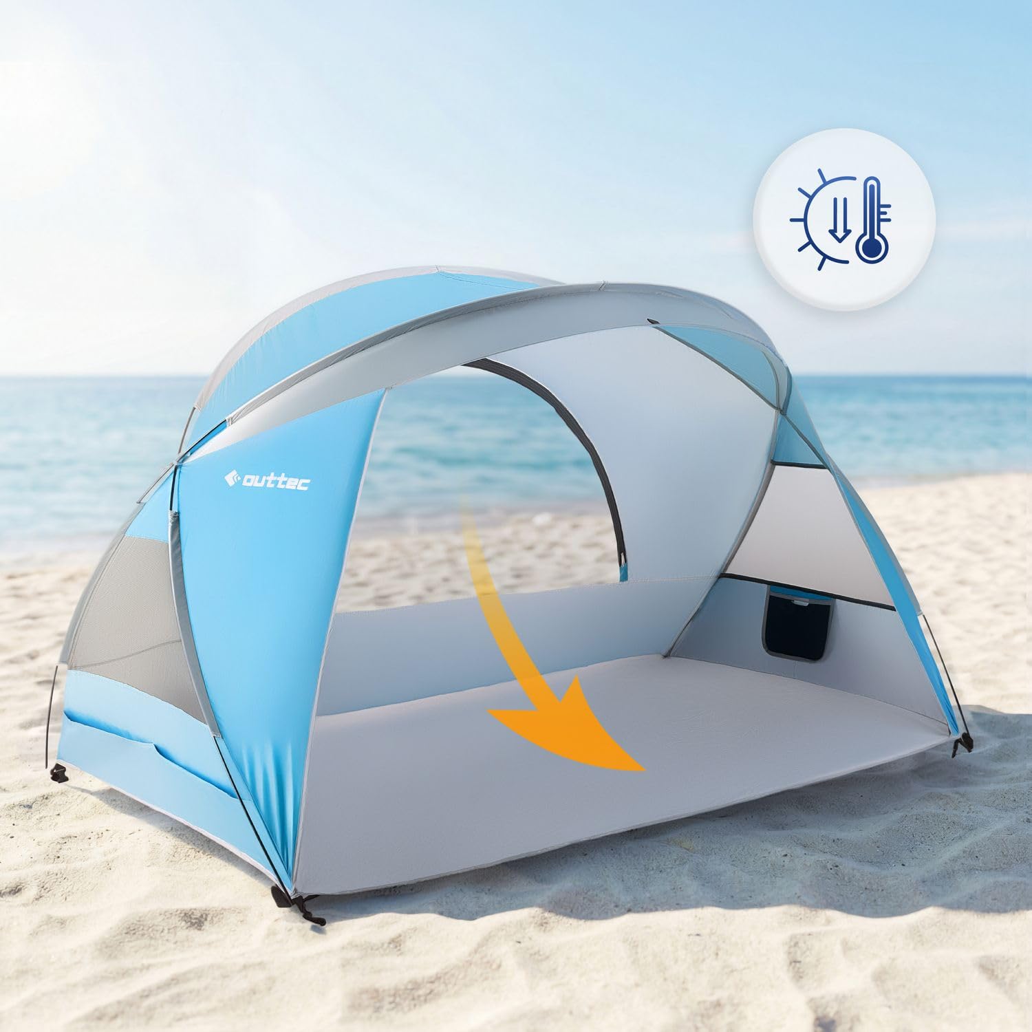 Tente de Plage Pop Up avec Protection UV, Sac de Transport, Anti UV Bébé, pour Famille, Camping, Jardin, Protection Solaire (Bleu)