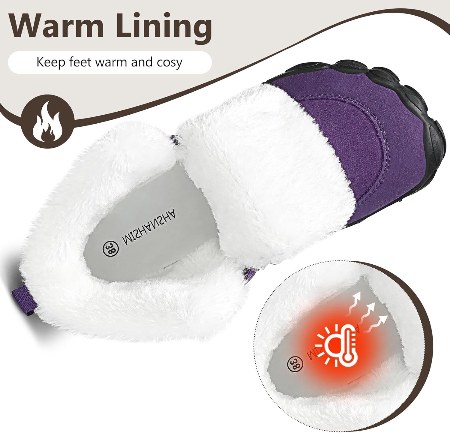 Mishansha Mens Womens Winter Barefoot Shoes Wide Toe Box Winter Boots Warm Lined Zero Drop Sole - Image 2