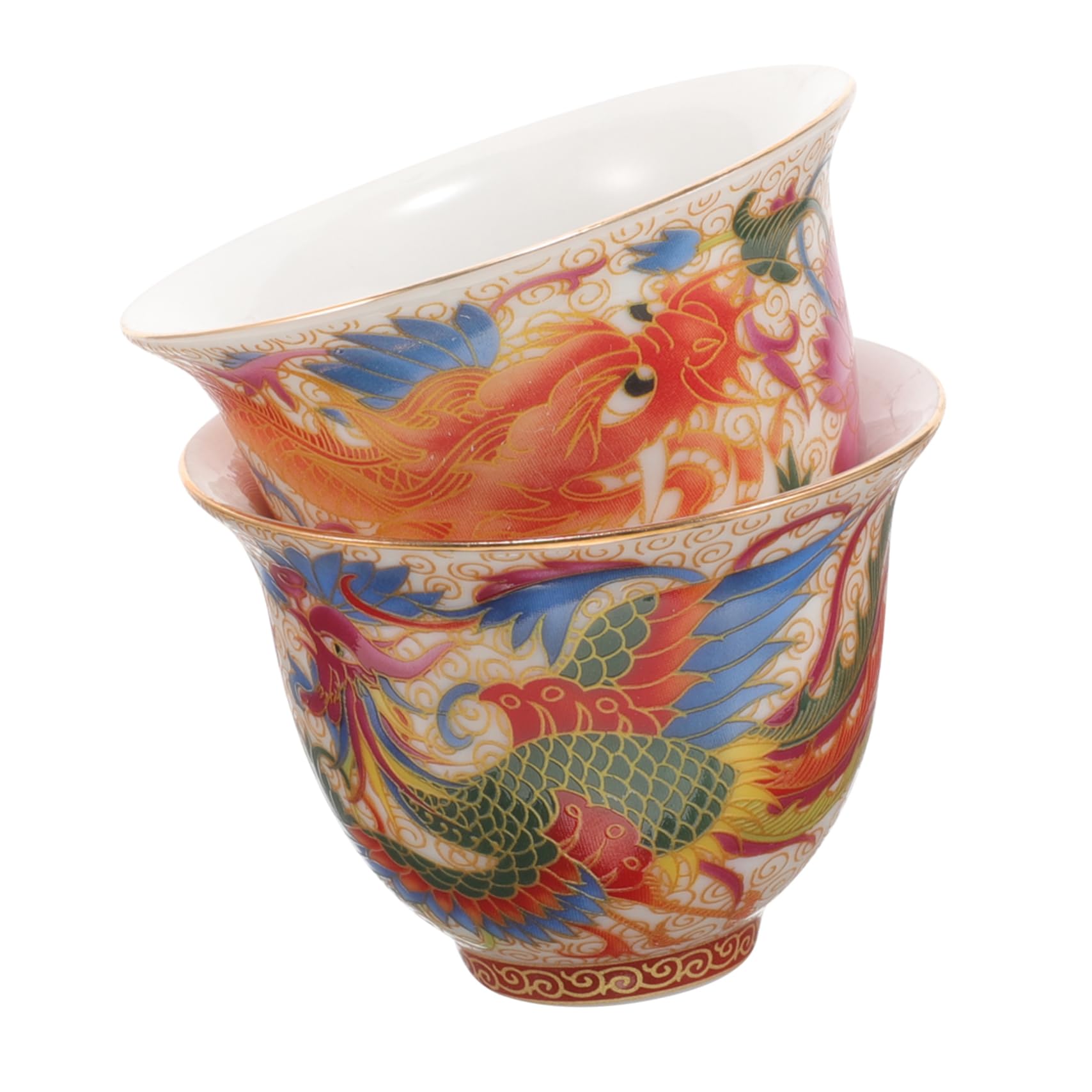 Gatuida 5paare Keramische Chinesische Teetassen Vintage Tee Und Wein Elegant Mit Buntem Emaille- Für Festlichkeiten Und Besondere Anlässe