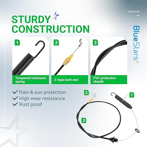 Miniatura 3 de BlueStars 946-04173E 746-04173E - Cable de compromiso para cubierta, compatible con MTD Troy Bilt 746-04173 746-04173B 746-04173A 746-04173C