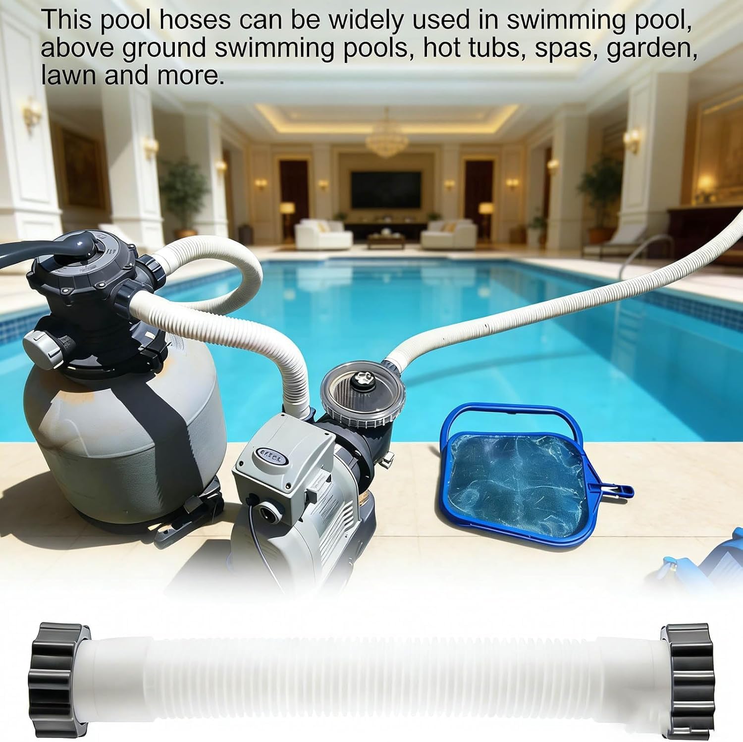 Intex 16-Inch Pool Pump Hose, 1.5-Inch Diameter, Polyethylene Pool Sand Filter Pump Hose, Compatible with Intex Filter Pump and Saltwater System, Suitable for 26371CA, 28647EG, 26371EH, 11535 (2 PCS)