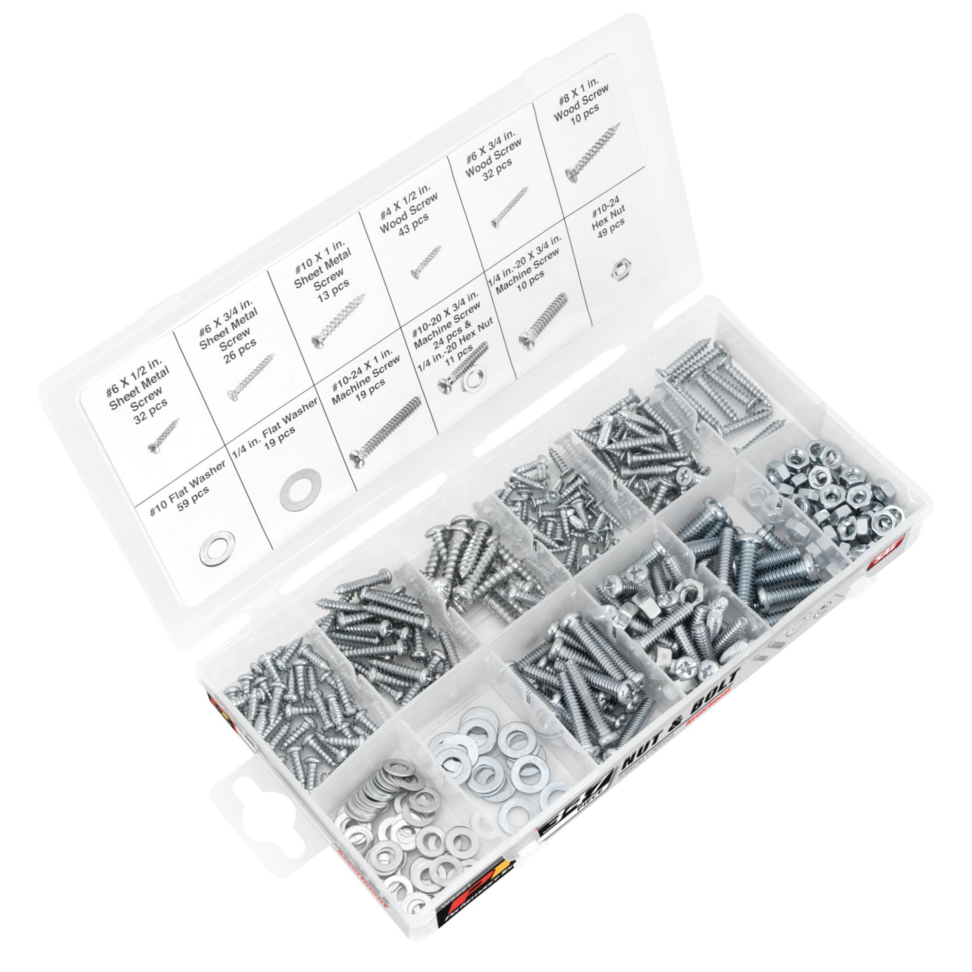 Performance Tool W5221 347pc SAE Nuts & Bolts Assortment With Case