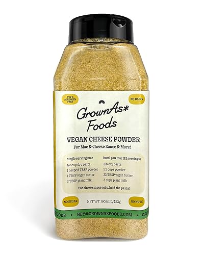 GrownAs Queso vegano en polvo de 1 libra - Para macarrones veganos y salsa de queso - Mejor que la levadura nutricional - Condimento de palomitas de
