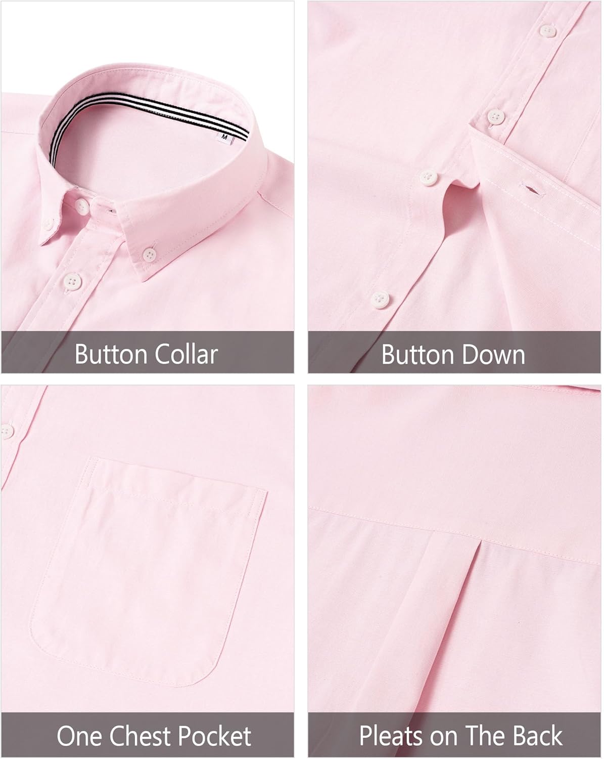 J.VER Men's Oxford Shirt Solid Casual Button Down Collar Shirts Long Sleeve Dress Shirts with Pocket - Image 4